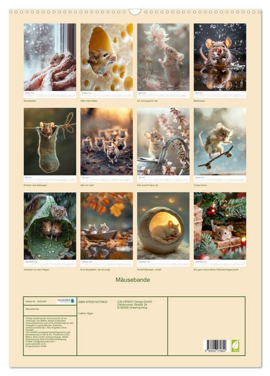Produktbild: M&auml;usebande (Wandkalender 2026 DIN A2 hoch), CALVENDO Monatskalender