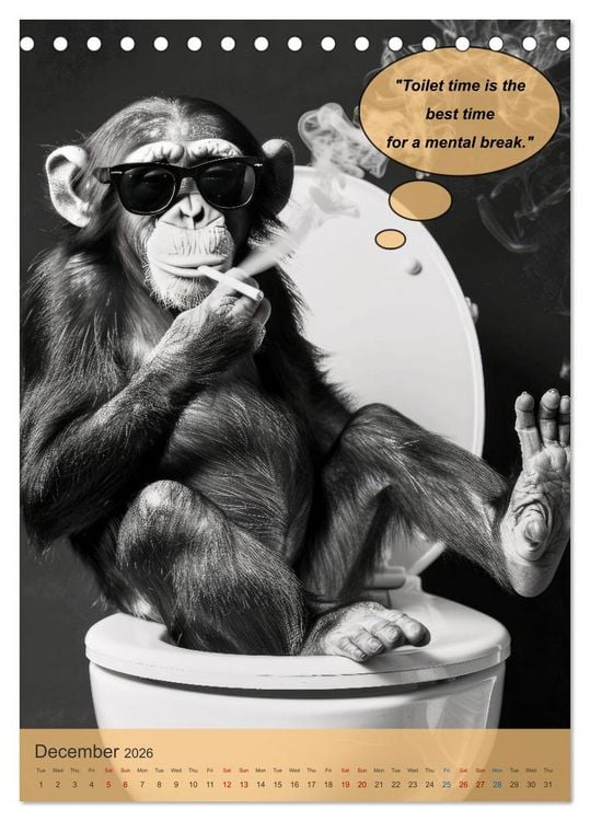Produktbild: Animals on toilet makes you smile (Desk Calendar 2026 DIN A5 portrait), CALVENDO 12 Month DeskCalendar