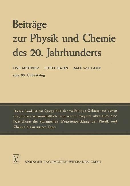 Produktbild: Beitr&auml;ge zur Physik und Chemie des 20. Jahrhunderts