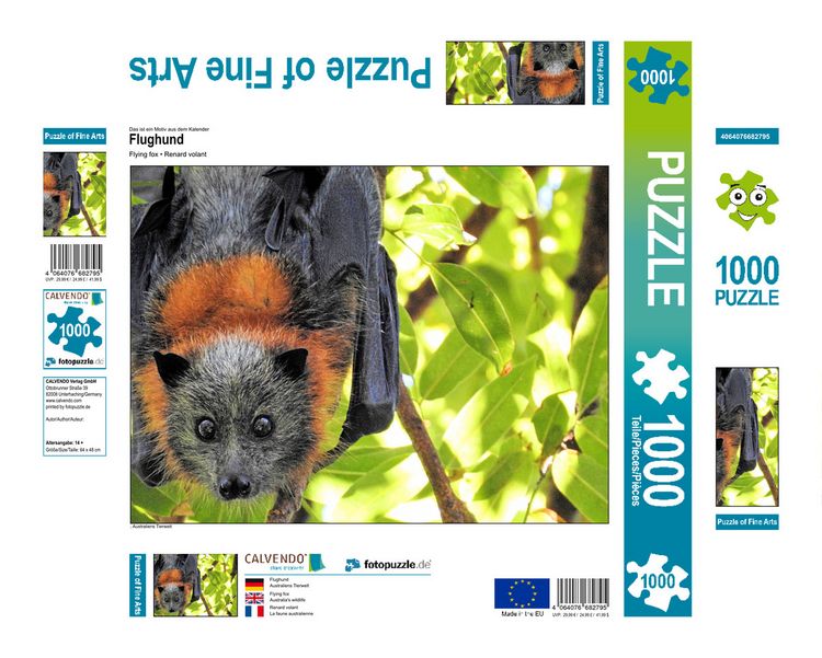 Produktbild: CALVENDO Puzzle Flughund | 1000 Teile Lege-Gr&ouml;&szlig;e 64x48cm Foto-Puzzle f&uuml;r gl&uuml;ckliche Stunden