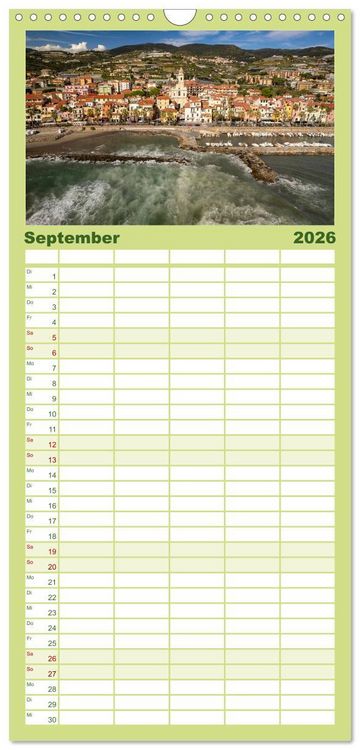 Produktbild: Familienplaner 2026 - Die Italienische Riviera - Ligurien mit 5 Spalten (Wandkalender, 21 x 45 cm) CALVENDO