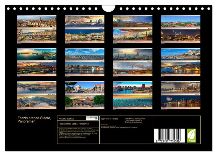 Produktbild: Faszinierende St&auml;dte, Panoramen (Wandkalender 2026 DIN A4 quer), CALVENDO Monatskalender