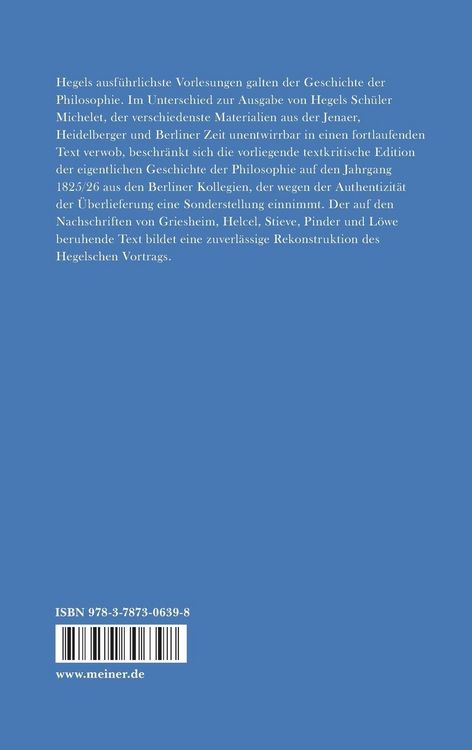 Produktbild: Vorlesungen &uuml;ber die Geschichte der Philosophie. Teil 4