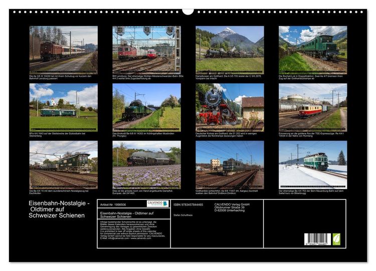 Produktbild: Eisenbahn-Nostalgie - Oldtimer auf Schweizer Schienen (Wandkalender 2026 DIN A2 quer), CALVENDO Monatskalender