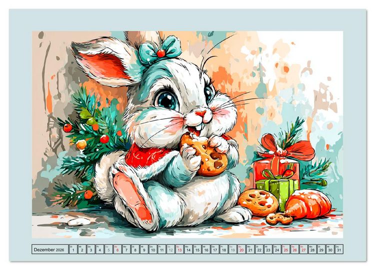 Produktbild: Kaninchen im Gl&uuml;ck. Entz&uuml;ckende Cartoons von s&uuml;&szlig;en Hasen (Tischkalender 2026 DIN A5 quer), CALVENDO Monatskalender