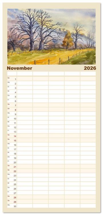Produktbild: Familienplaner 2026 - Dresden und das Elbtal - Ein Aquarellkalender von Claudia Pinkau mit 5 Spalten (Wandkalender, 21 x 45 cm) CALVENDO