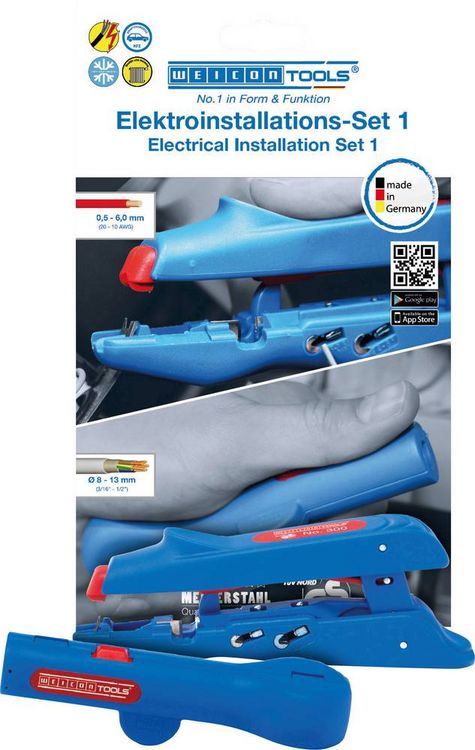 Produktbild: WEICON TOOLS 10039675 No 300 + No 13 Kabelentmanteler-Set Geeignet f&uuml;r Leiter mit PVC-Isolation 0.5 bis 6.0 mm&sup2;