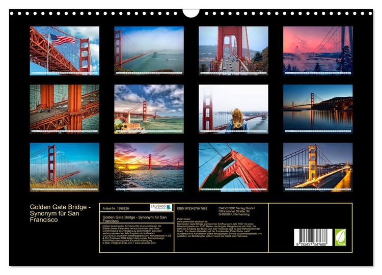 Produktbild: Golden Gate Bridge - Synonym f&uuml;r San Francisco (Wandkalender 2026 DIN A3 quer), CALVENDO Monatskalender