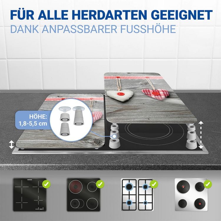 Produktbild: Herdabdeckplatte Universal Mod. Herzen, 2er Set, f&uuml;r alle Herdarten geeignet