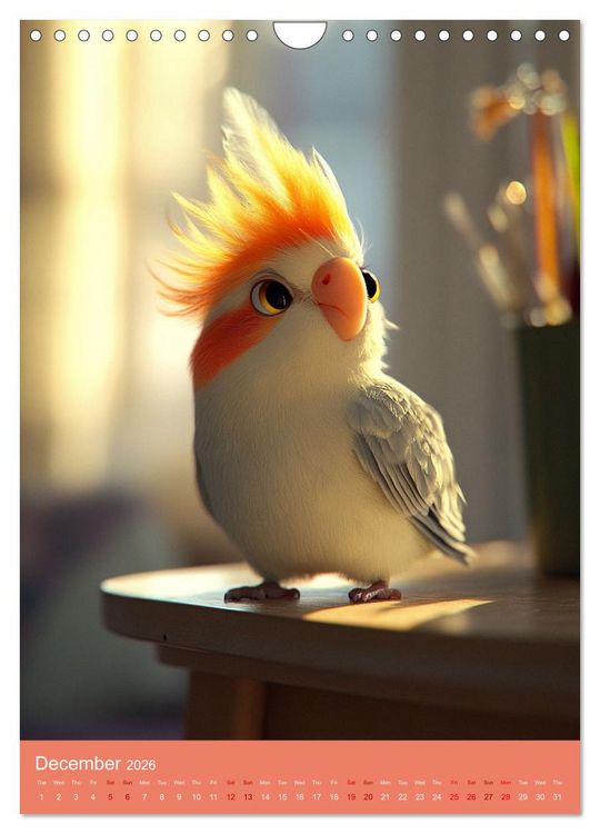 Produktbild: Cockatiel Chirpy Moments (Wall Calendar 2026 DIN A4 portrait), CALVENDO 12 Month Wall Calendar