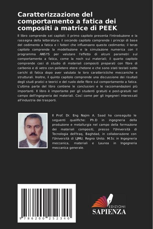 Produktbild: Caratterizzazione del comportamento a fatica dei compositi a matrice di PEEK