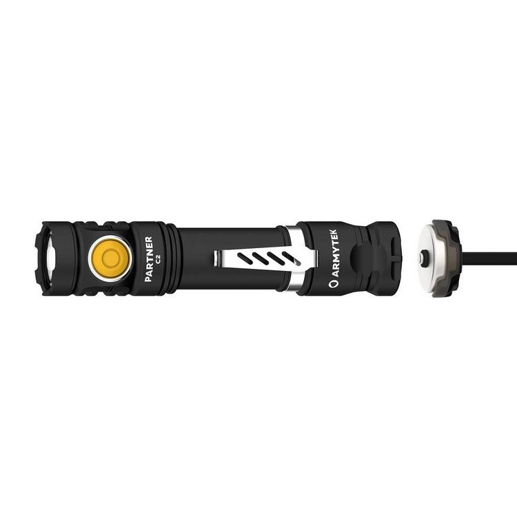 Produktbild: ArmyTek Partner C2 Magnet USB White F07802C LED Taschenlampe mit G&uuml;rtelclip, mit Holster akkubetrieben 1100 lm 118 g