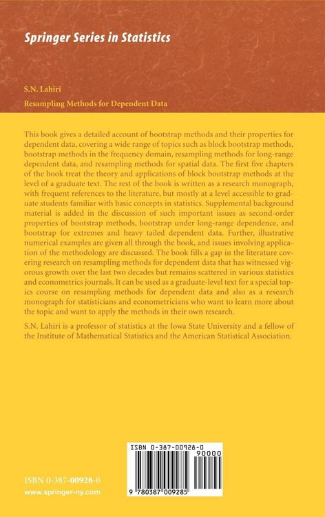 Produktbild: Resampling Methods for Dependent Data