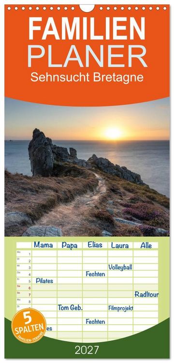 Produktbild: Familienplaner 2027 - Sehnsucht Bretagne mit 5 Spalten (Wandkalender, 21 x 45 cm) CALVENDO