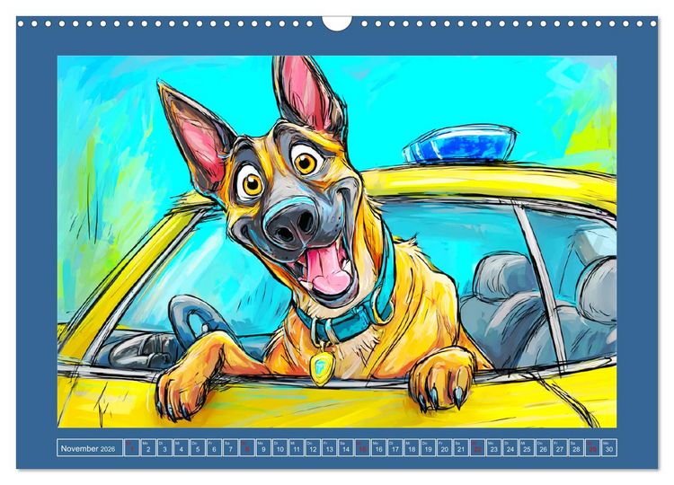 Produktbild: Malinois Fun. Lustige Cartoons vom Diensthund des Jahres! (Wandkalender 2026 DIN A3 quer), CALVENDO Monatskalender
