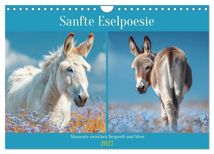 Produktbild: Sanfte Eselpoesie. Momente zwischen Bergwelt und Meer (Wandkalender 2027 DIN A4 quer), CALVENDO Monatskalender