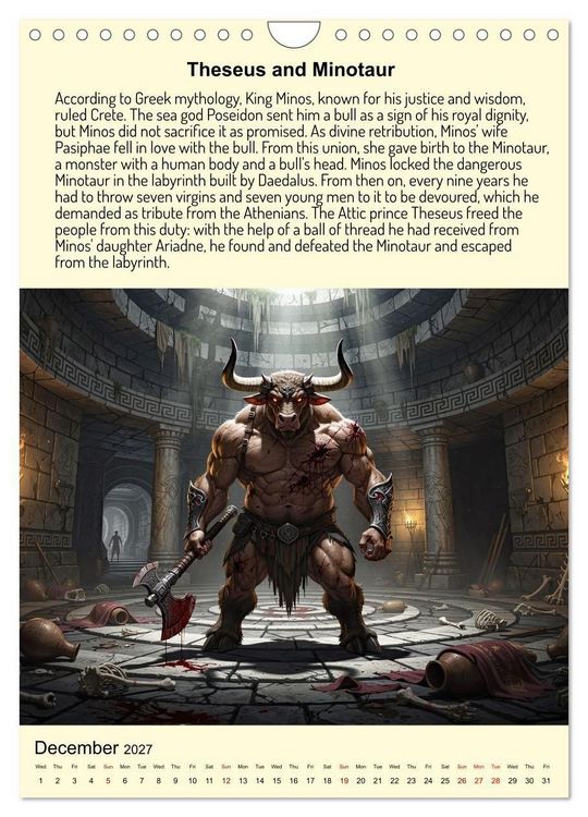 Produktbild: Legends of the Greek Mythology (Wall Calendar 2027 DIN A4 portrait), CALVENDO 12 Month Wall Calendar