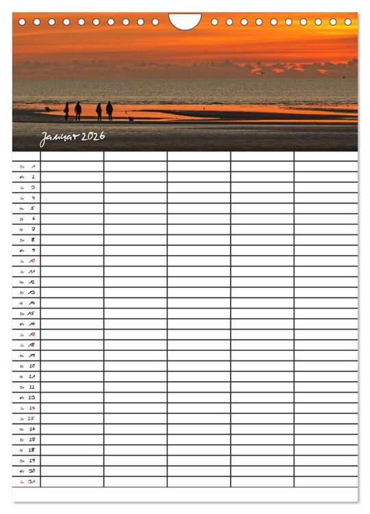 Produktbild: St. Peter Ording Familienplaner (Wandkalender 2026 DIN A4 hoch), CALVENDO Monatskalender