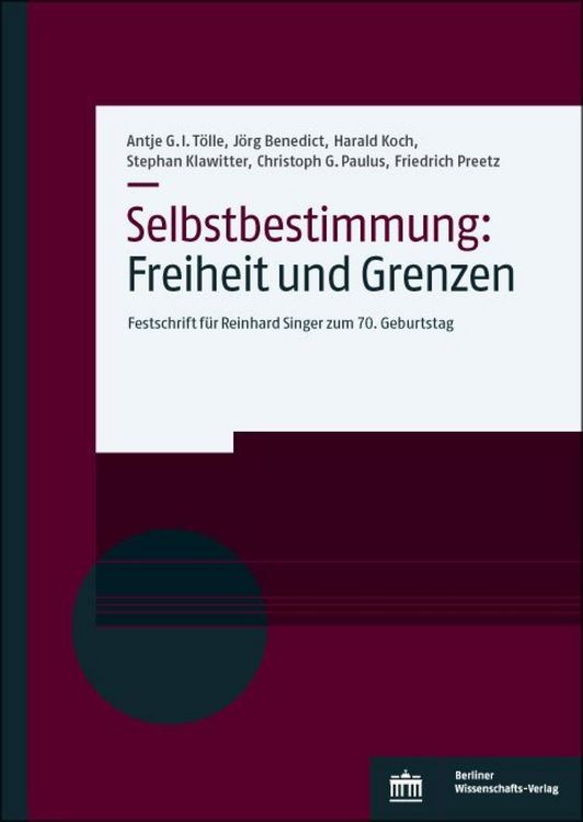 Produktbild: Selbstbestimmung: Freiheit und Grenzen