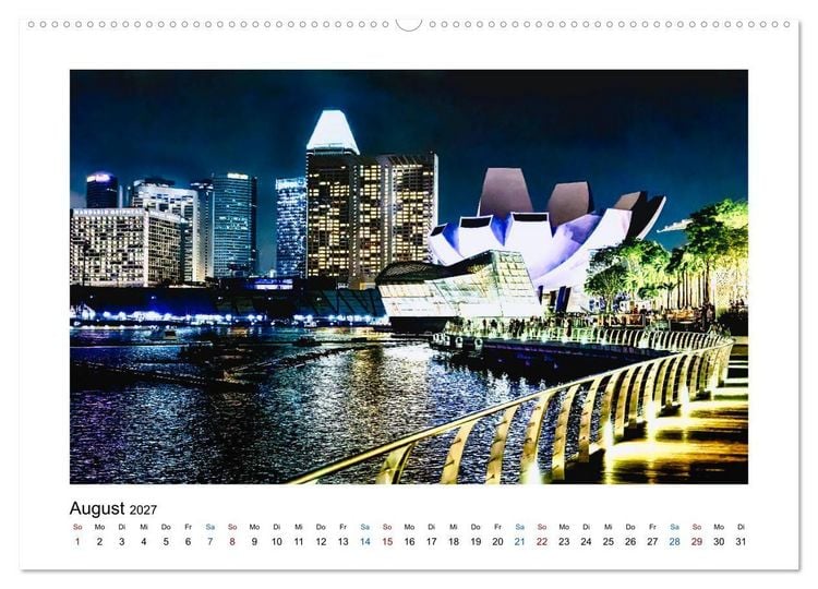 Produktbild: Singapur - Asiatische Metropole bei Nacht (hochwertiger Premium Wandkalender 2027 DIN A2 quer), Kunstdruck in Hochglanz
