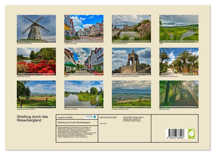 Produktbild: Streifzug durch das Weserbergland (Wandkalender 2026 DIN A3 quer), CALVENDO Monatskalender