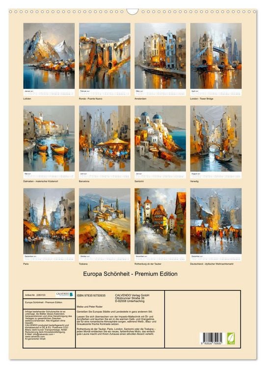 Produktbild: Europa Sch&ouml;nheit - Premium Edition (Wandkalender 2027 DIN A2 hoch), CALVENDO Monatskalender