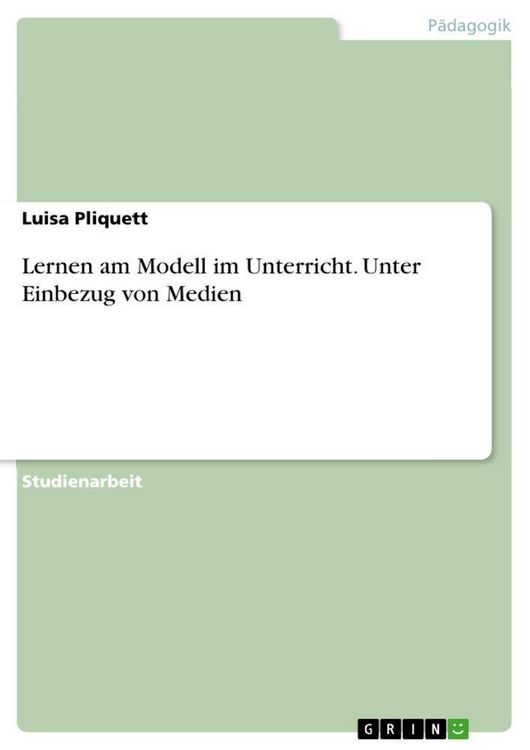Produktbild: Lernen am Modell im Unterricht. Unter Einbezug von Medien