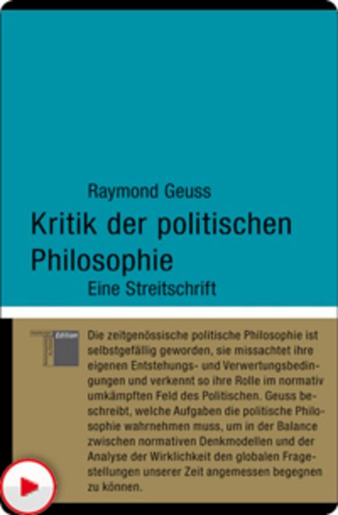 Produktbild: Kritik der politischen Philosophie