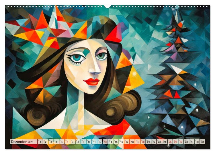 Produktbild: Frauenportr&auml;ts, kubistisch und bunt (Wandkalender 2026 DIN A2 quer), CALVENDO Monatskalender