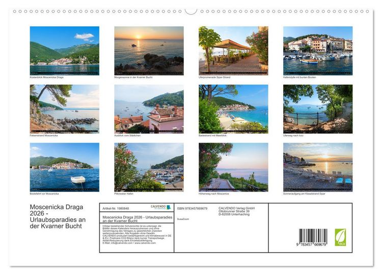 Produktbild: Moscenicka Draga 2026 - Urlaubsparadies an der Kvarner Bucht (hochwertiger Premium Wandkalender 2026 DIN A2 quer), Kunstdruck in Hochglanz