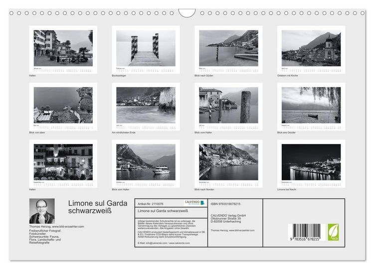 Produktbild: Limone sul Garda schwarzwei&szlig; (Wandkalender 2026 DIN A3 quer), CALVENDO Monatskalender