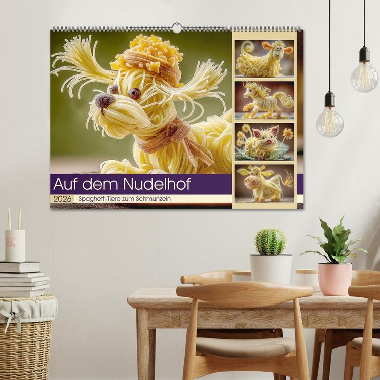 Produktbild: Auf dem Nudelhof. Spaghetti-Tiere zum Schmunzeln (Wandkalender 2026 DIN A2 quer), CALVENDO Monatskalender