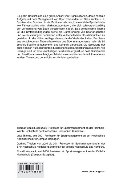 Produktbild: Handw&ouml;rterbuch des Sportmanagements