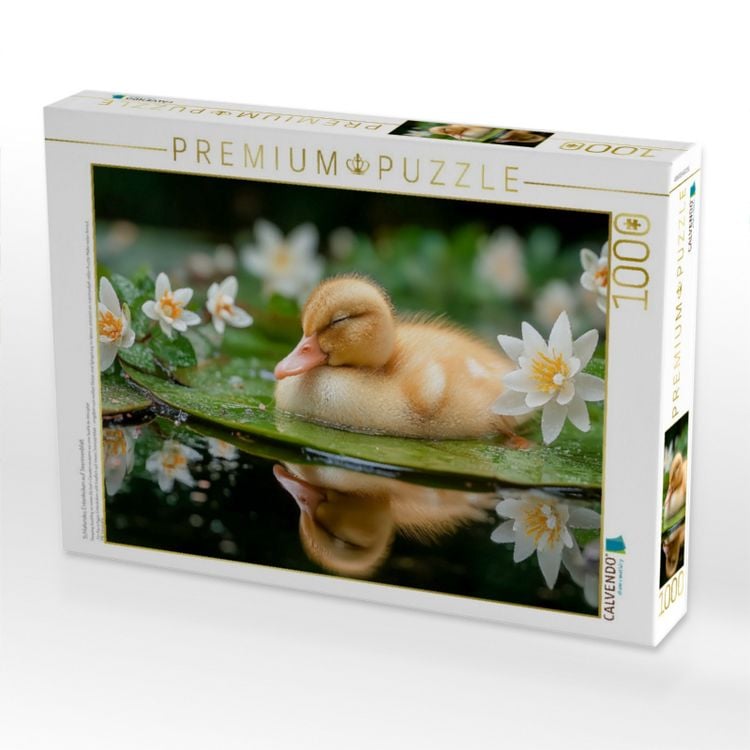 Produktbild: CALVENDO Puzzle Schlafendes Entenk&uuml;ken auf Seerosenblatt | 1000 Teile Lege-Gr&ouml;&szlig;e 64x48cm Foto-Puzzle f&uuml;r gl&uuml;ckliche Stunden