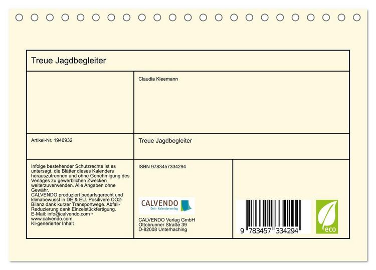 Produktbild: Treue Jagdbegleiter (Tischkalender 2026 DIN A5 quer), CALVENDO Monatskalender