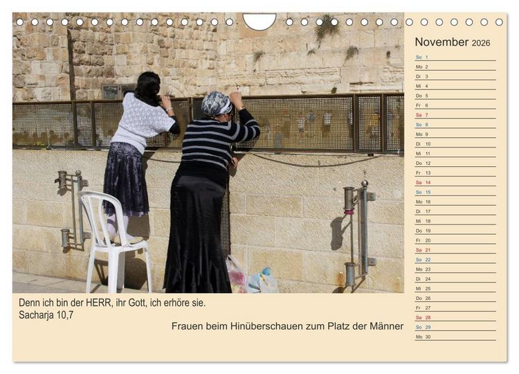 Produktbild: Jerusalem mit Bibelversen / Geburtstagsplaner (Wandkalender 2026 DIN A4 quer), CALVENDO Monatskalender