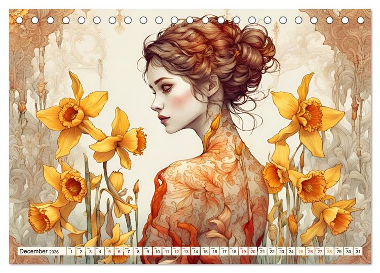 Produktbild: Ladies in a sea of flowers (Desk Calendar 2026 DIN A5 landscape), CALVENDO 12 Month DeskCalendar