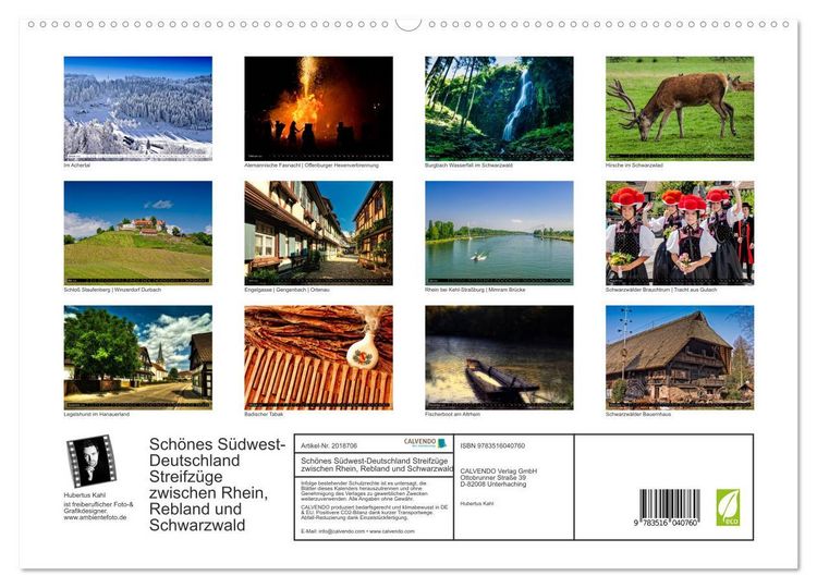 Produktbild: Sch&ouml;nes S&uuml;dwest-Deutschland Streifz&uuml;ge zwischen Rhein, Rebland und Schwarzwald (hochwertiger Premium Wandkalender 2026 DIN A2 quer), Kunstdruck in Hochglanz