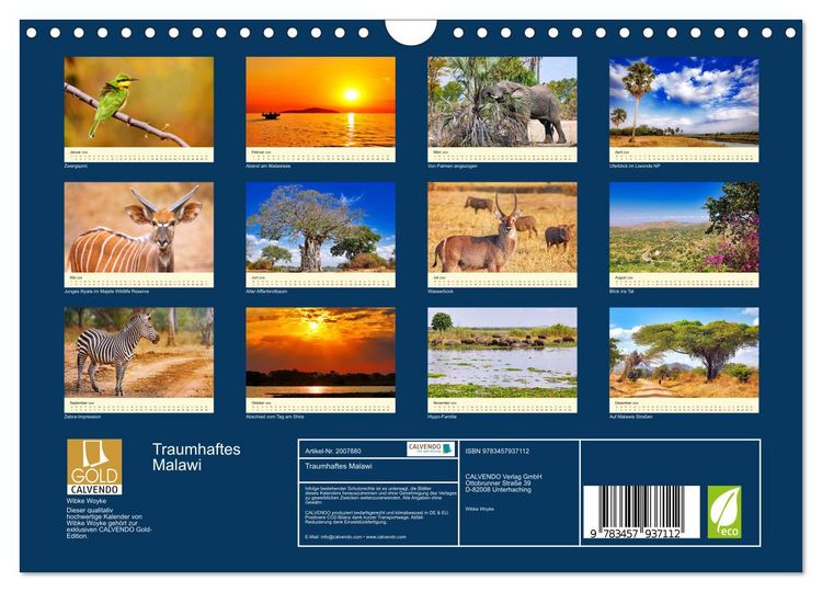 Produktbild: Traumhaftes Malawi (Wandkalender 2026 DIN A4 quer), CALVENDO Monatskalender