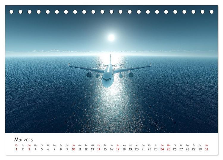 Produktbild: Flugzeugkalender - Die sch&ouml;nsten Passagiermaschinen (Tischkalender 2026 DIN A5 quer), CALVENDO Monatskalender