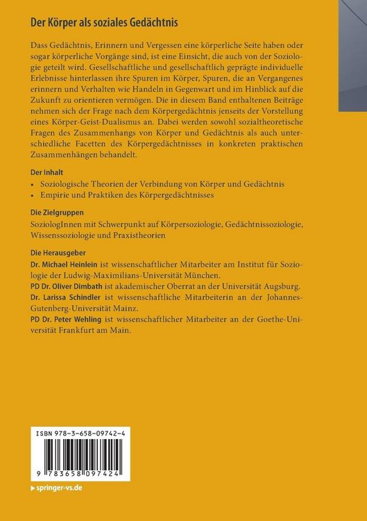 Produktbild: Der K&ouml;rper als soziales Ged&auml;chtnis
