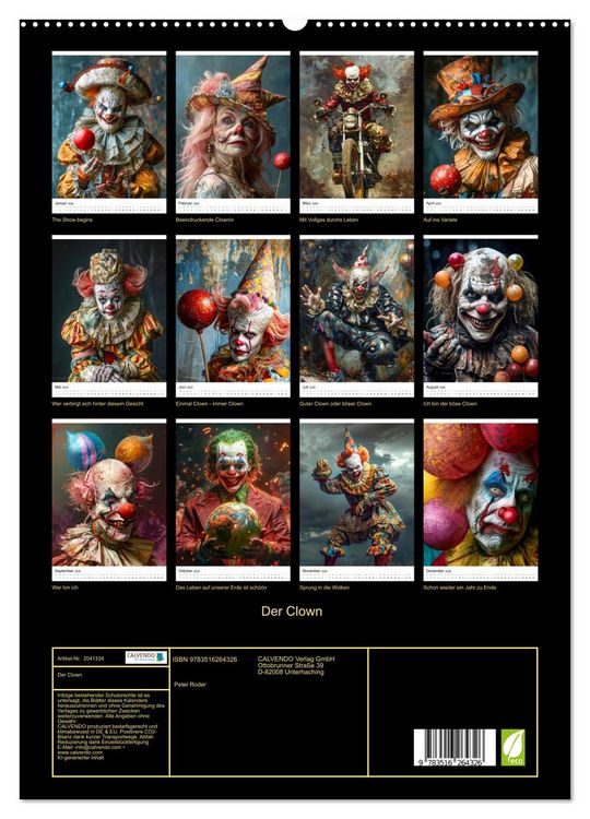 Produktbild: Der Clown (hochwertiger Premium Wandkalender 2026 DIN A2 hoch), Kunstdruck in Hochglanz