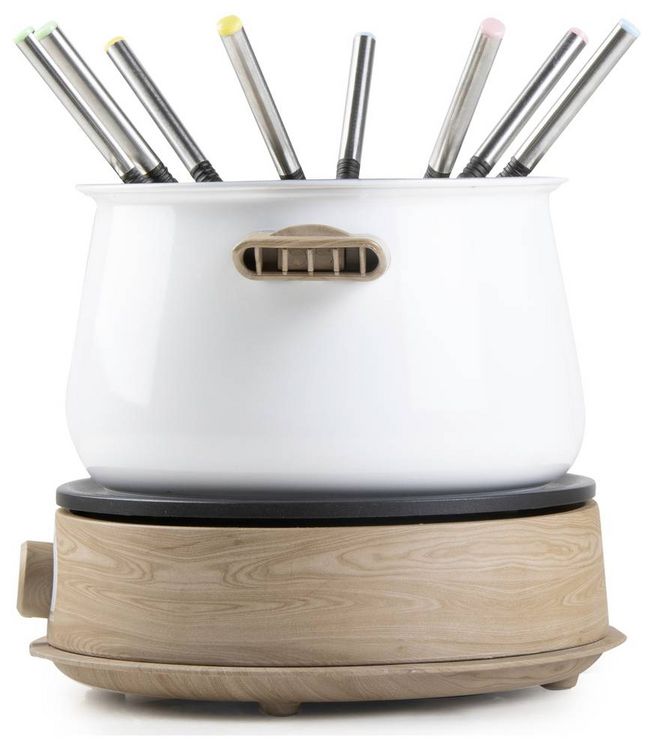 Produktbild: DOMO DO736F Fondue 1500W Kontrollleuchte, 8 Fonduegabeln Holz, Wei&szlig;