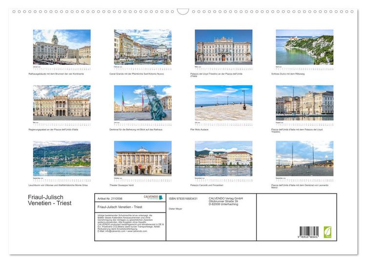 Produktbild: Friaul-Julisch Venetien - Triest (Wandkalender 2026 DIN A2 quer), CALVENDO Monatskalender