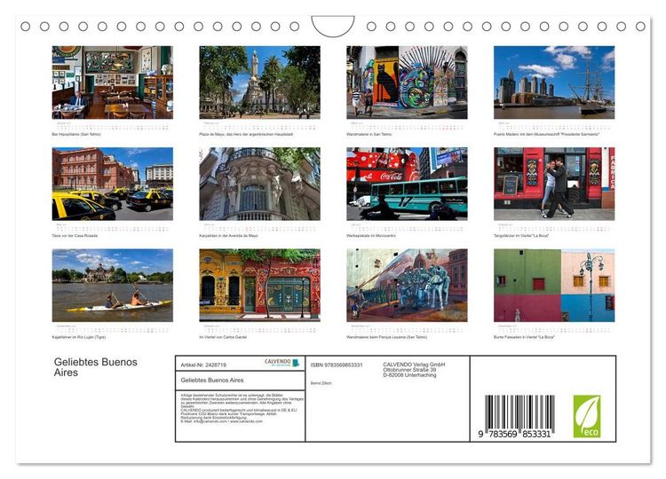 Produktbild: Geliebtes Buenos Aires (Wandkalender 2027 DIN A4 quer), CALVENDO Monatskalender