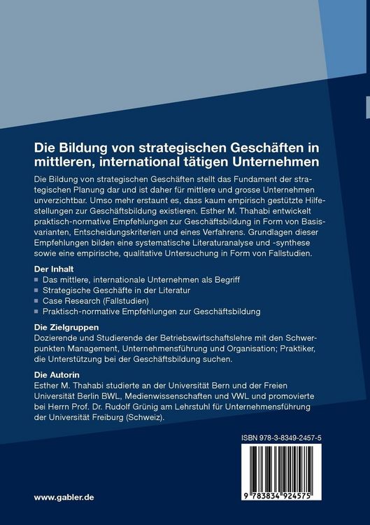 Produktbild: Die Bildung von strategischen Gesch&auml;ften in mittleren, international t&auml;tigen Unternehmen