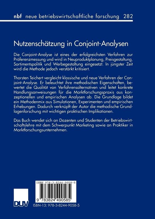 Produktbild: Nutzensch&auml;tzung in Conjoint-Analysen