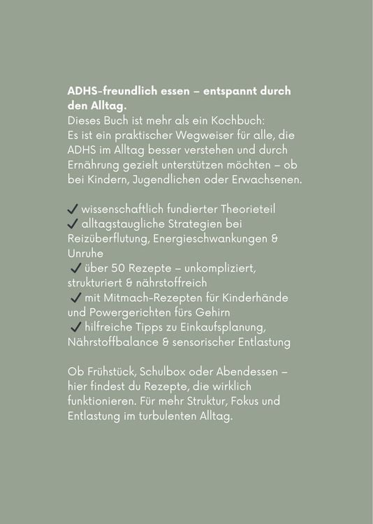 Produktbild: Ern&auml;hrung bei ADHS - Ein Ratgeber und Kochbuch f&uuml;r Kinder und Erwachsene