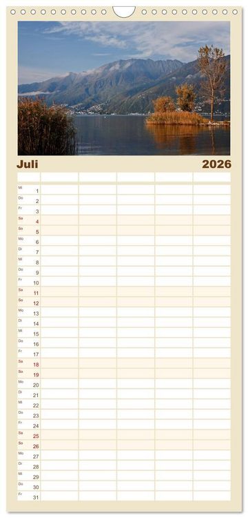 Produktbild: Familienplaner 2026 - Lago Maggiore mit 5 Spalten (Wandkalender, 21 x 45 cm) CALVENDO