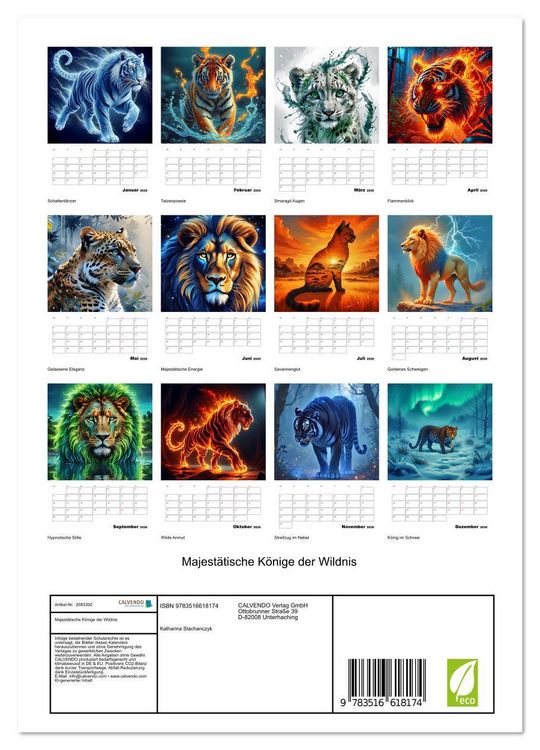 Produktbild: Majest&auml;tische K&ouml;nige der Wildnis (Wandkalender 2026 DIN A4 hoch), CALVENDO Monatskalender